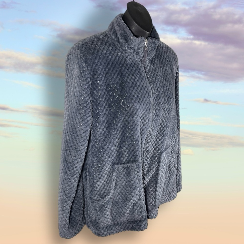 CuddlDuds Women’s Plush Gray Full Zip Jacket Size Small 6/8 Teddy Coat